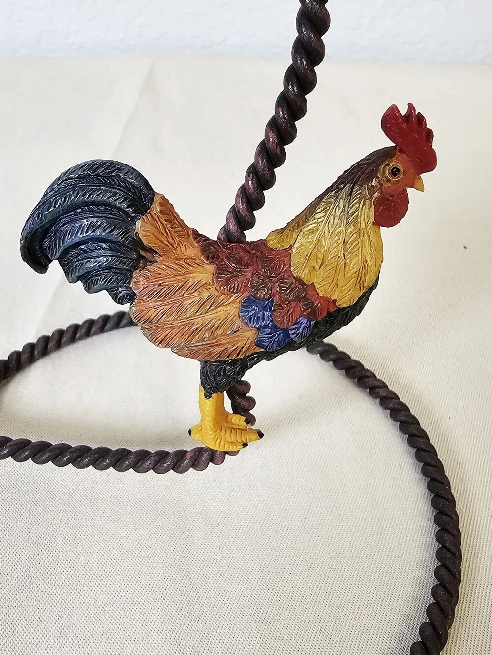 Rustic Rooster Taper Candle Holder Twisted Metal Farmhouse Country Decor 6.5